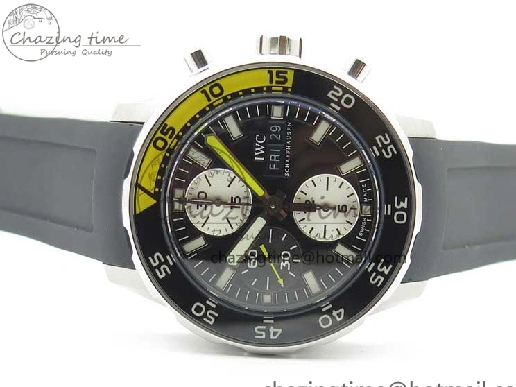 MIROTIME 0216 Aquatimer Chrono IW376702 SS BLS 1:1 Best Edition Black Dial on Black Rubber Strap A WellDesigned 7105